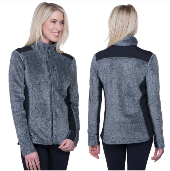Kuhl Tops - Kuhl Alpenlux Fleece Jacket Grey Black Full Zip Women's Size Large